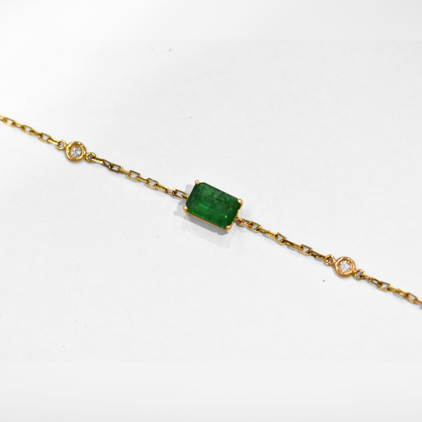 Show details for Natural Emerald & Diamond Bracelet Picture of Natural Emerald & Diamond Bracelet